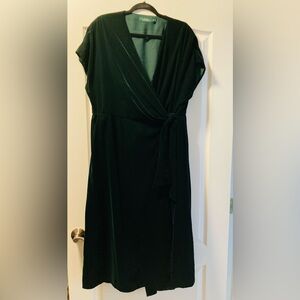 Lauren Ralph Lauren, deep green velvet wrap dress. Size 14 W.